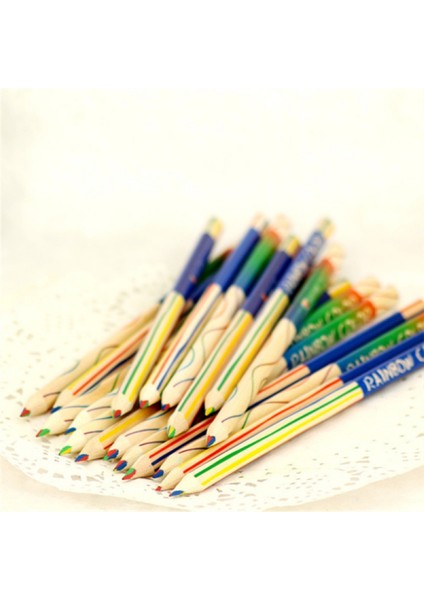 50 Adet Gökkuşağı Rengi 4'ü 1 Arada Kalemler Çizim Boyama Kırtasiye (Yurt Dışından)