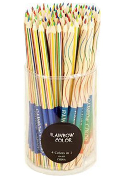 50 Adet Gökkuşağı Rengi 4'ü 1 Arada Kalemler Çizim Boyama Kırtasiye (Yurt Dışından) modelleri