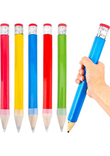 5 Paket 14 Inç Ahşap Jumbo Kalemler Kapaklı Komik Yenilik (Yurt Dışından) fiyatları