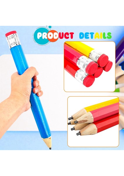 5 Paket 14 Inç Ahşap Jumbo Kalemler Kapaklı Komik Yenilik (Yurt Dışından) fırsatları