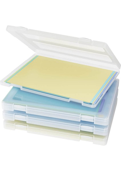 4 Paket A4 Dosya Taşınabilir Proje Kutusu, Plastik Saklama Kutusu (Yurt Dışından)