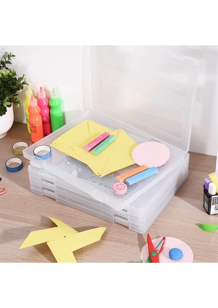 4 Paket A4 Dosya Taşınabilir Proje Kutusu, Plastik Saklama Kutusu (Yurt Dışından)