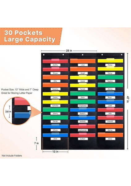 30 Cepli Dosya Cep Tablosu, 42 Inç Genişlik x 47 Inç Yükseklik (Yurt Dışından)