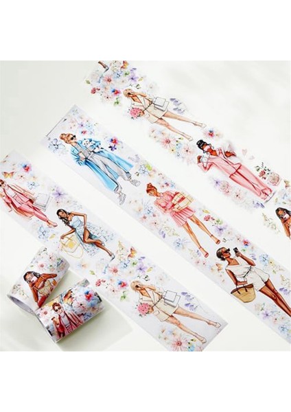 Bloom & Wide Washi Bant, Çiçek Dekoratif, Şeffaf Yapıştırıcı (Yurt Dışından) indirimleri