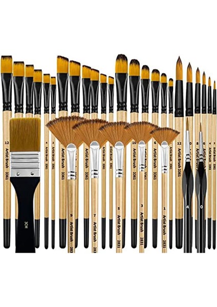 32 Parça Boya Fırçası Seti, Sanatçı Serisi, Naylon Kıllar (Yurt Dışından)