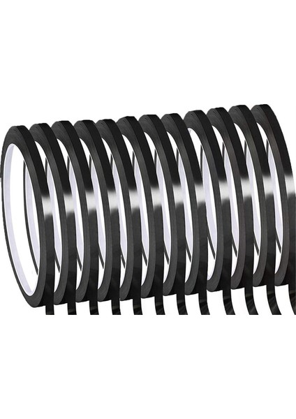 12 Rulo 1/8 Inç Ince Beyaz Tahta Kuru Silinebilir Çizgi Izgara Bandı (Siyah) (Yurt Dışından)