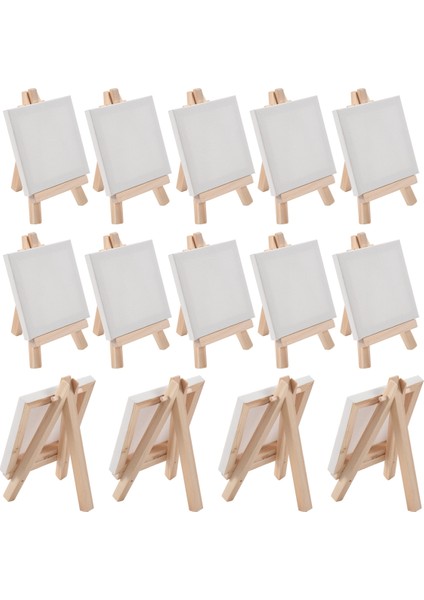 14 Parça Mini Tuval ve Şövale Fırçası Seti, Tuval 4x4 Inç (Yurt Dışından) fiyatları