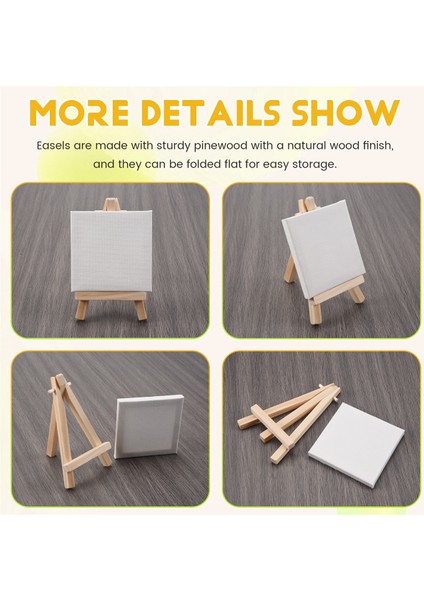 14 Parça Mini Tuval ve Şövale Fırçası Seti, Tuval 4x4 Inç (Yurt Dışından) indirimleri