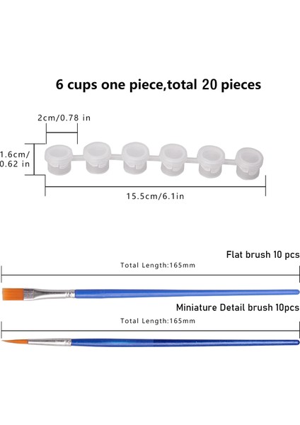 20 Şerit 120 Kap Boya Şeritleri ve 20 Parça Boya Fırçaları, 3 Ml/0.17 Oz (Yurt Dışından)