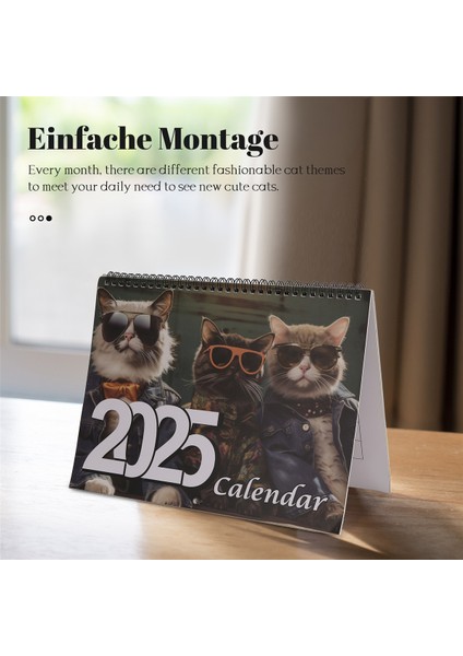 Şık Kediler Takvimi 2025 Duvar Takvimi, Komik Kedi Resimleri Kedi Takvimi (Yurt Dışından)