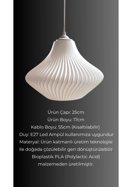 Cosmos Beyaz Sarkıt Avize, Yatak Odası, Oturma Odası Tasarım Tekli Sarkıt Avize (Bioplastik) E27