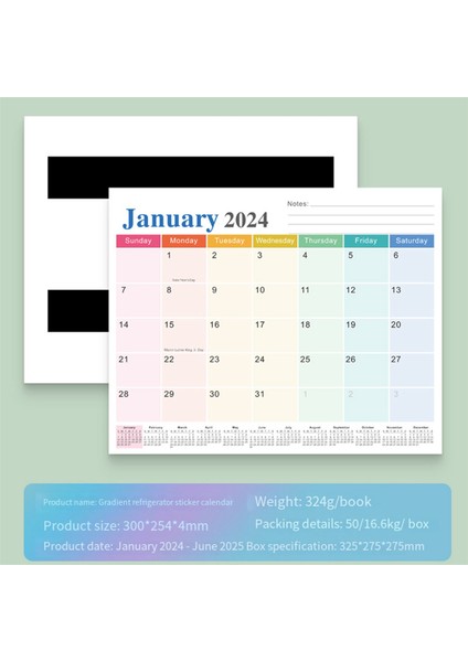 Manyetik Takvim 2024 Haziran 2025'E Kadar, 18 Aylık Takvim Gösterildiği Gibi (Yurt Dışından)