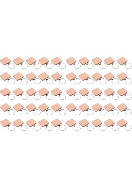 50 Adet Kendin Yap Boş Ahşap Anahtarlık Kare Oymalı Anahtarlık 40 x 40 mm (Yurt Dışından) fırsatları