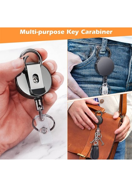 2 Paket Geri Çekilebilir Rozet Makaraları Metal Kimlik Kartı Tutucuları, Siyah ve Gümüş (Yurt Dışından)