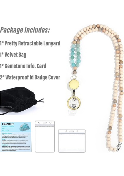 Anahtarlar Için Geri Çekilebilir Askılar Kimlik Rozeti Tutucu Amazonite (Yurt Dışından)