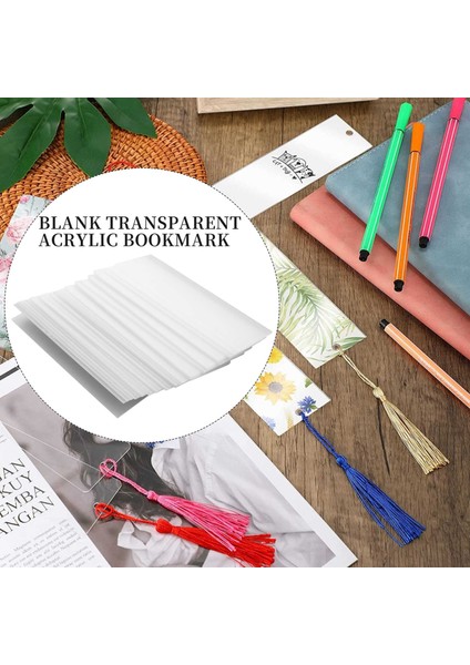 40 Adet Akrilik Ayraç Boş Şeffaf Dıy Tamamlanmamış Mini Kitap Ayraçları (Yurt Dışından)