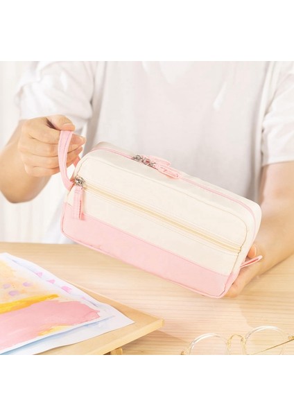 Saplı Büyük Kapasiteli Kalem Kutusu-Pembe (Yurt Dışından)