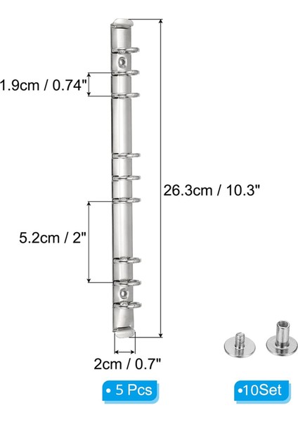 B5 9 Delikli Halkalı Dosya Mekanizmaları, Dosya Planlayıcıları Için, 2 Cm, Gümüş (Yurt Dışından)