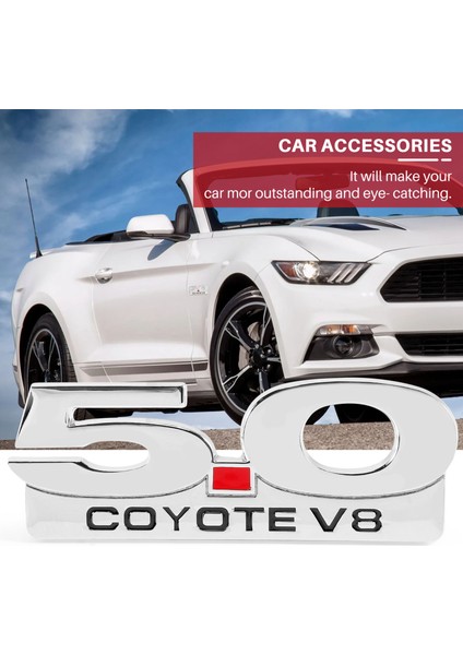 5.0 Coyote V8 Amblem 11-14 Ford Mustang F150 F250 F350 Krom Yan Gövde Çamurluk Amblemler Çıkartma Rozet Tabela (Yurt Dışından)