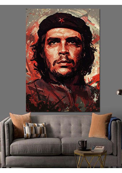 Devrim Ateşi Portresi Che Guevara Dekoratif Kanvas - Mdf Ahşap Tablo fiyatları