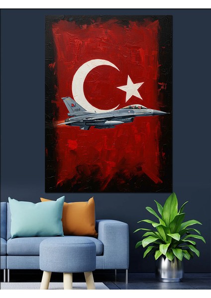 Göklerde Hür Uçak Dekoratif Kanvas - Mdf Ahşap Tablo