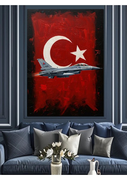 Göklerde Hür Uçak Dekoratif Kanvas - Mdf Ahşap Tablo