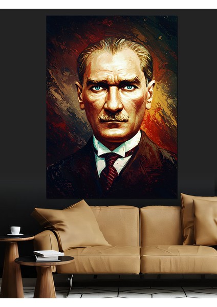 Mustafa Kemal Atatürk Portre Dekoratif Kanvas - Mdf Ahşap Tablo