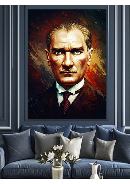 Mustafa Kemal Atatürk Portre Dekoratif Kanvas - Mdf Ahşap Tablo