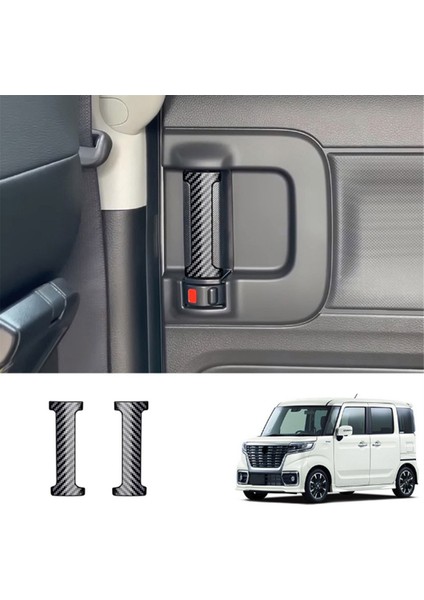 Araba Orta Kapı Iç Kolu Düğmesi Trim Sticker Suzuki Spacıa Custom MK04 2017-2024 Araba Aksesuarları Karbon Fiber (Yurt Dışından)