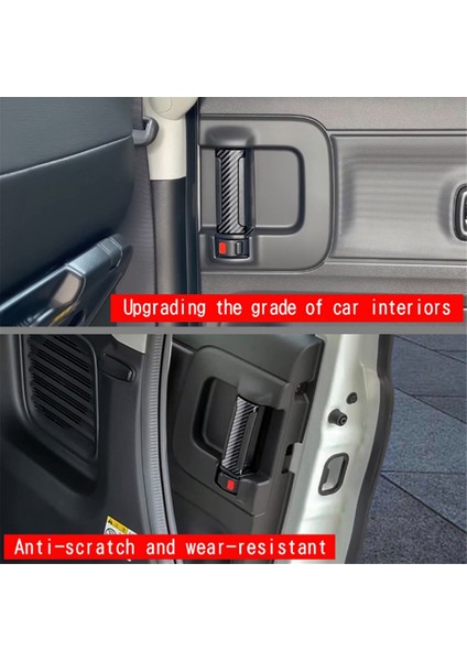 Araba Orta Kapı Iç Kolu Düğmesi Trim Sticker Suzuki Spacıa Custom MK04 2017-2024 Araba Aksesuarları Karbon Fiber (Yurt Dışından)