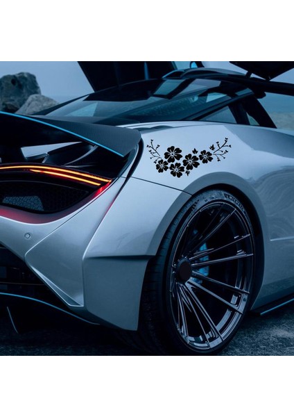 Siyah Çıkartması Araba Çiçek Etiket Su Geçirmez Çıkarılabilir Deco Araç Çizgili Kapak (Yurt Dışından) indirimleri