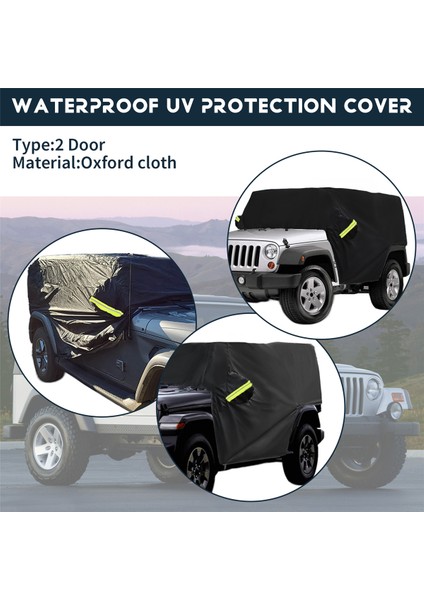 Jeep Wrangler Tj Su Geçirmez Anti-Ultraviyole Güneşlik Toz Kapağı Yarım Isı Yalıtımlı Araba Örtüsü 2 Kapı (Yurt Dışından)