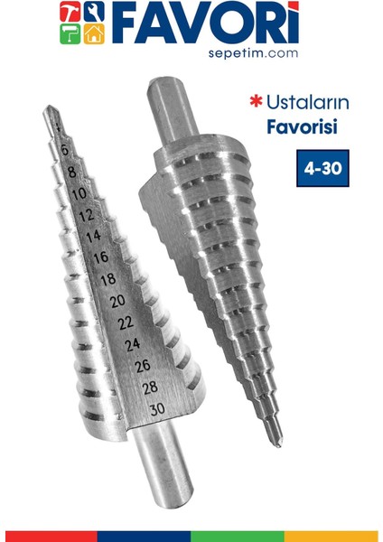 Paslanmaz Kademeli Matkap Ucu Sac Delme 4-30 mm Sarı Titanyum Kozalak Panç modelleri