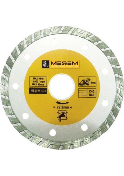 Meşem Granit Mermer Kesici Elmas Testere 180MMX2,4MM 22.2 mm
