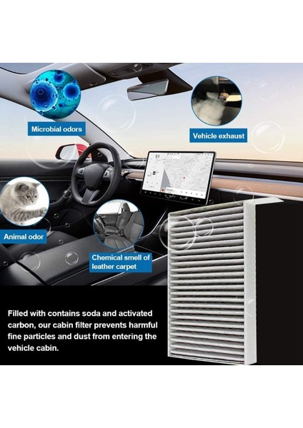 Tesla Model S Için Kabin Hava Filtresi 2012-2015 Model S 1035125-00-A Için Aktif Karbonlu Hava Filtresi Hepa (Yurt Dışından)