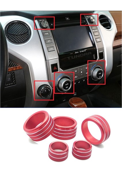 5 Adet Araba Klima Ses Düğmesi Halkası Toyota -Tundra 2014-2021 Ac Havalandırma 4WD Tekerlekten Çekiş Düğme Kapağı Trim, Kırmızı (Yurt Dışından)