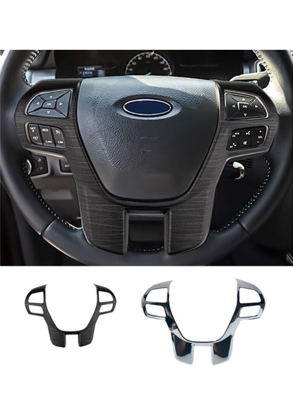 Araba Direksiyon Paneli Kapak Trim Çerçeve Dekoratör Etiket Ford Ranger Everest 2015+ Için Aksesuarlar, Siyah Ahşap Tahıl (Yurt Dışından)