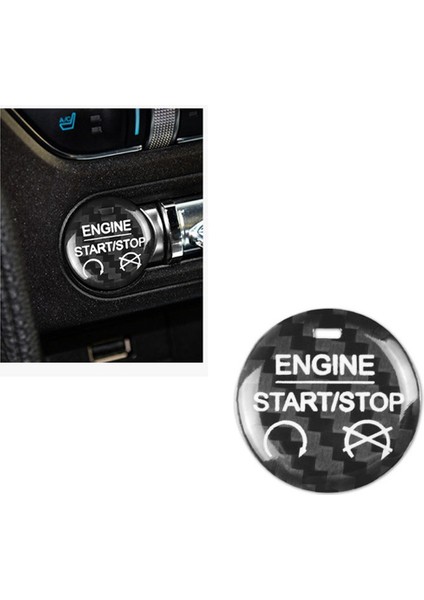 Ford Mustang 2015-2019 Için Gerçek Karbon Fiber Araba Motoru Başlatma Durdurma Düğmesi Kapağı Sticker Trim Iç Aksesuarlar (Yurt Dışından)