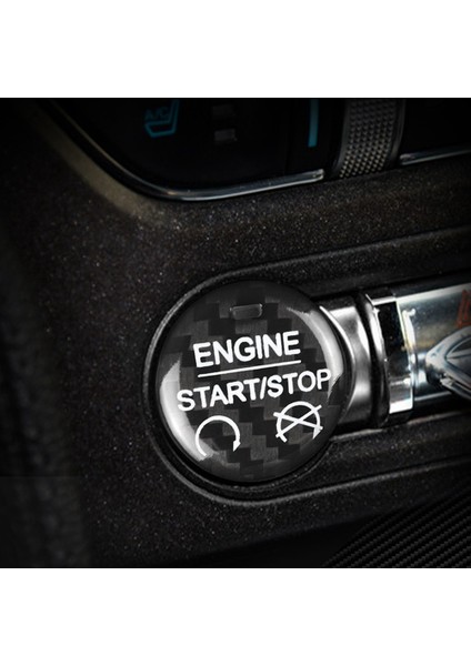 Ford Mustang 2015-2019 Için Gerçek Karbon Fiber Araba Motoru Başlatma Durdurma Düğmesi Kapağı Sticker Trim Iç Aksesuarlar (Yurt Dışından)