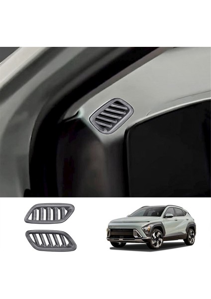 Araba Ön Hava Menfezi Gösterge Paneli A/c Çıkış Çerçevesi Kapağı Döşeme Hyundai Kona 2024+ Ahşap Desenli (Yurt Dışından)