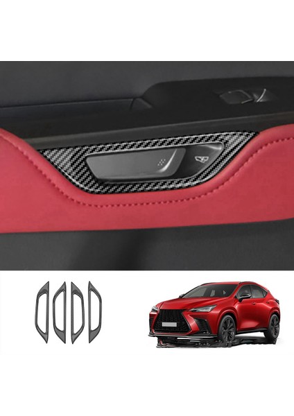 Rhd Araba Iç Kapı Kolu Dekorasyon Kapak Etiket Trim Dekorasyon Lexus NX260 NX350H 2022 2023 Karbon Fiber (Yurt Dışından)