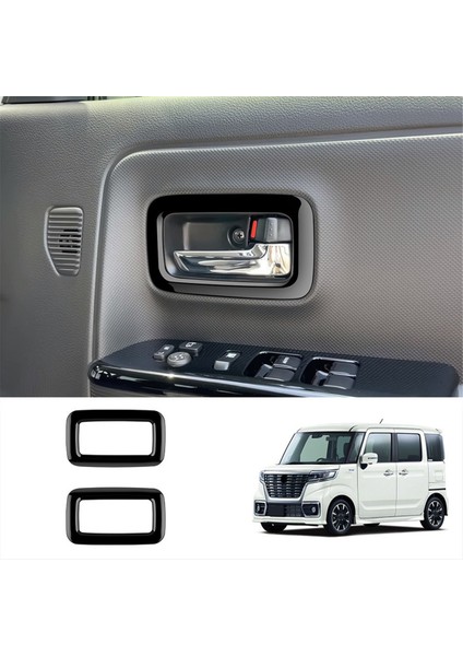 Suzuki Spacia 2017-2022 Için Araba Parlak Siyah Iç Kapı Kolu Kapağı Kapı Kase Kolu Döşeme Çerçevesi Çıkartması (Yurt Dışından)