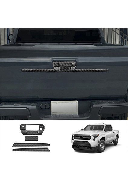 Araba Arka Bagaj Kapağı Trim Şeritleri Bagaj Kolu Trim Şeritleri Toyota Tacoma 2024 Bagaj Kapağı Dekorasyon Çıkartmaları Karbon Fiber (Yurt Dışından)