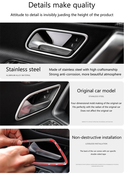 Mercedes Benz B Glb Gla Sınıfı W247 2020 2021 Paslanmaz Çelik Kapı Kolu Kase Kapağı Trim Çerçeve Aksesuarları, Siyah (Yurt Dışından)
