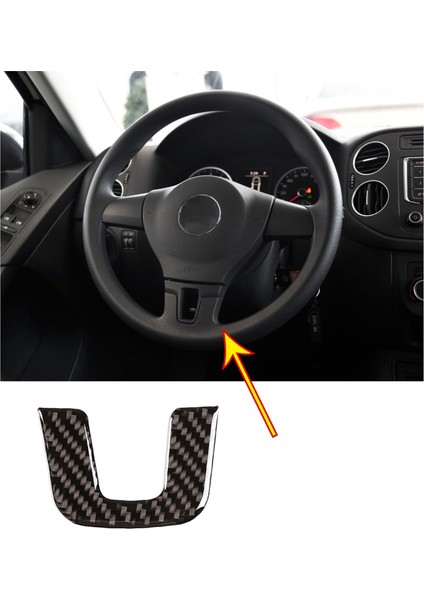 Tiguan 2010-2016 Için Araba Direksiyon Simidi Kapağı Trim Çerçeve Dekorasyon Etiketi (Yurt Dışından)