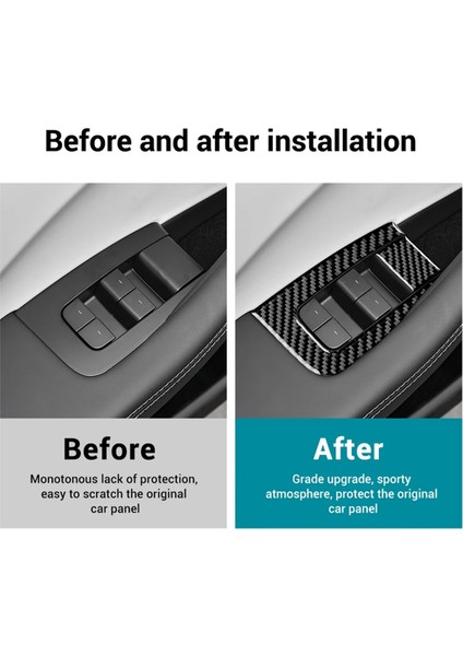 Tesla Model 3 Highland 2024 Araba Cam Kaldırma Anahtarı Kapağı Trim Sticker Iç Aksesuarlar Lhd Için Yumuşak Karbon Fiber (Yurt Dışından)