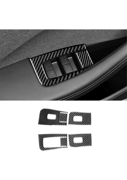 Tesla Model 3 Highland 2024 Araba Cam Kaldırma Anahtarı Kapağı Trim Sticker Iç Aksesuarlar Lhd Için Yumuşak Karbon Fiber (Yurt Dışından)