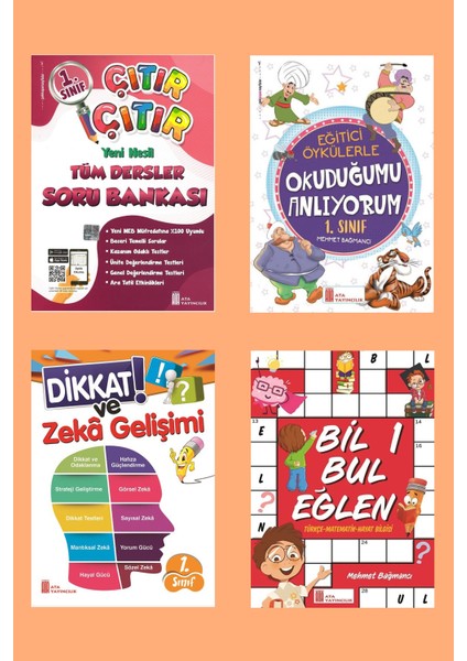 1. Sınıf Eğlenceli Yaz Tatil Seti (Çıtır Soru Bankası + Okuduğumu Anlıyorum+ Bil Bul +Dikkat ve Zeka)