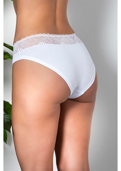 Dantel Detaylı Slip Külot Beyaz (BRF21781)