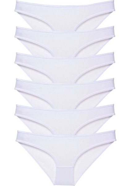 6 Adet Süper Eko Set Likralı Kadın Slip Külot Beyaz